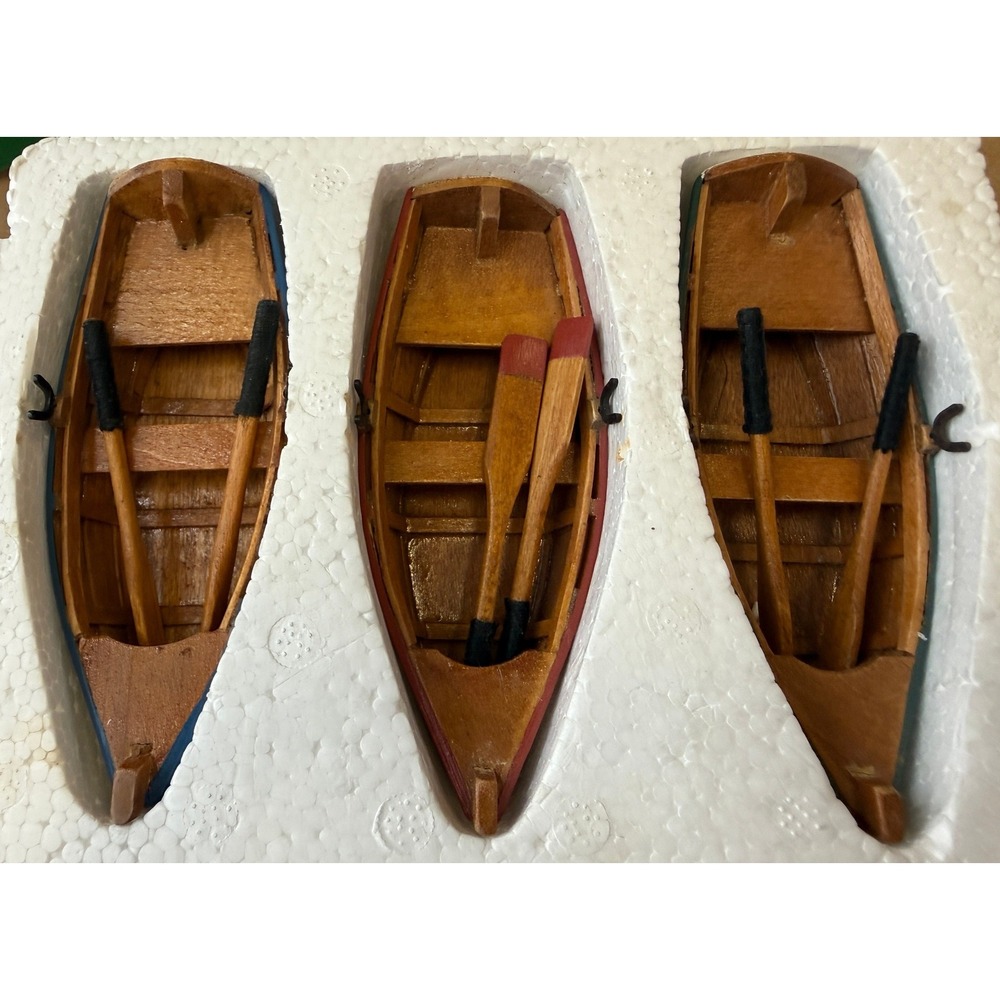 Dept 56 Village Accessories Wooden Rowboats Set of 3 Wooden Boats Original Box